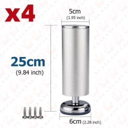 KAK 4pcs Aluminum Alloy Furniture Legs Adjustable Sofa Leg Table Feet Replacement 6-30CM Heavy Duty 400KG Furniture Support Leg