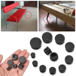 10pcs/pack Black Round Plastic Plug In Round Pipe Steel Pipe Inner Sleeve Plug Head Table Chair Foot Pad