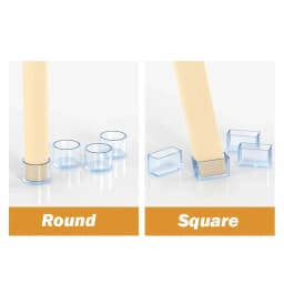 10Pcs Round / Square Rubber Floor Protectors Chair Leg Caps Pads Furniture Feet Non-Slip Covers Leveling Feet Home Decor