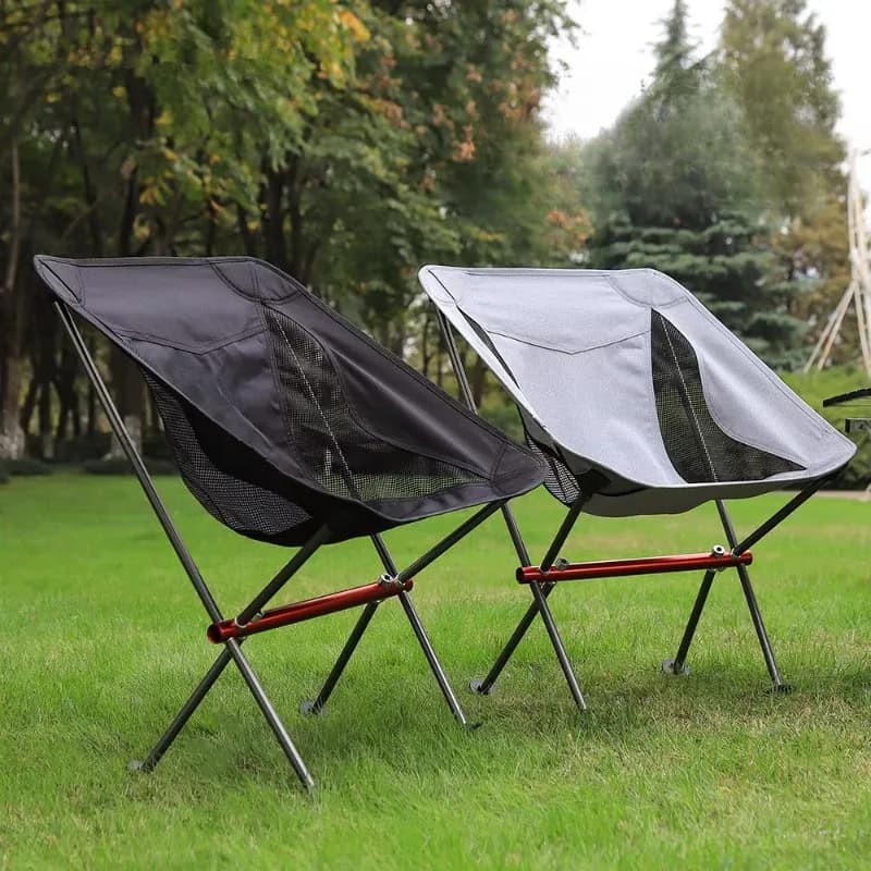 Portable Aluminum Alloy Moon Chair Outdoor Dining Camping Leisure Backrest Beach Camping Chair Foldable Handbag Fishing Chair