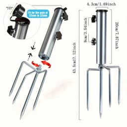 1pcs Umbrella Base 4 Pointed Tips Outdoor Umbrella Detachable Portable Sunshade Ground Anchor Pole Diameter Less Than 1.37 Inch