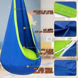 Swing Seat - Indoor/Outdoor Hanging Hammock Chair with Inflatable Pillow & Pocket - Hanging Hammock Chair with Inflatable Pillow