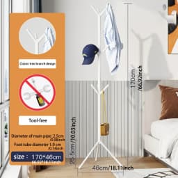1pc, iron floor-mounted clothes rack, tree branch coat rack, vertical hall, living room, bedroom, simple storage clothes rack