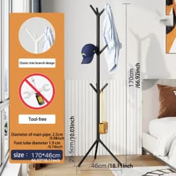 1pc, iron floor-mounted clothes rack, tree branch coat rack, vertical hall, living room, bedroom, simple storage clothes rack