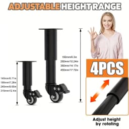 4pcs Metal Extendable Furniture Legs with Casters, Table Legs,with Heavy-Duty Replacement for Cabinets, Sofas, Desks, Dressers
