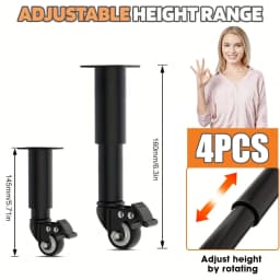 4pcs Metal Extendable Furniture Legs with Casters, Table Legs,with Heavy-Duty Replacement for Cabinets, Sofas, Desks, Dressers