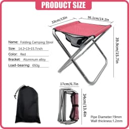 Folding Camping Stool Portable Aluminum Alloy Lightweight Foldable with Carry Bag for Fishing Outdoor Camping Hiking and BBQ