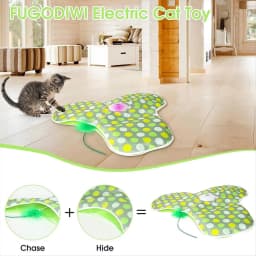 Interactive Cat Toys Rechargeable,Moving Concealed Feathers,Real Mouse Squeaky,Touch Activated Cat Kitten Toy