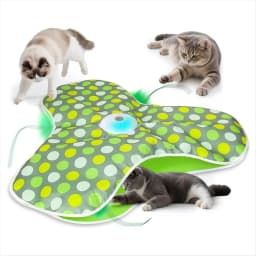 Interactive Cat Toys Rechargeable,Moving Concealed Feathers,Real Mouse Squeaky,Touch Activated Cat Kitten Toy