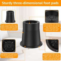 4/6Pcs Furniture Feet Leg Heightening Pads Round Rubber Risers Supports Up to 6000 lbs Lifts Table Chair Desk Sofa Protector