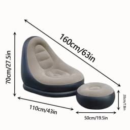 2Pcs Lazy Sofa Inflatable Chair Folding Recliner (Sofa + Footrest) Outdoor Sofa Bed with Footrest Indoor and Outdoor Portable Fo