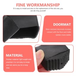 2 Pcs Ladder Feet Rubber Covers Non-slip Foot Pads 2x4cm Black Protective Caps for Metal Stairs Thick Wear-resistant