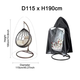 Egg Chair Cover Furniture Protector  Waterproof with Zipper Against Rain Rust Durable Anti-UV Windproof Hanging Swing for Garden