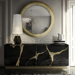 Luxury design black and gold brass rectangular storage wooden living room modern sideboard