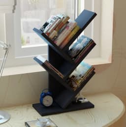Bookshelf Desk Wooden Display Shelf Creative Study Bookcase Tree Shaped Furniture Decor Book Rack Multi-grid Storage Shelf