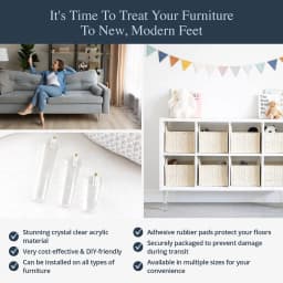 Acrylic Furniture Legs - Mid Century Legs Set of 4 For Couch, Sofa, Chair, Table,Dresser, Bed, Cabinet,Load 600KG
