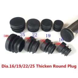 Thicken Black Round Plastic Blanking Plug Caps 16MM 19MM 22MM 25MM Tube Pipe Inserts Plug Bung Insert Stopper For Chair Leg Pipe