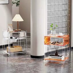 Acrylic Double Layered Bedside Table, Transparent Nightstands, Living Room Side Table, Creative Storage Cabinet, Home Furniture