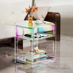 Acrylic Double Layered Bedside Table, Transparent Nightstands, Living Room Side Table, Creative Storage Cabinet, Home Furniture