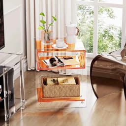 Acrylic Double Layered Bedside Table, Transparent Nightstands, Living Room Side Table, Creative Storage Cabinet, Home Furniture