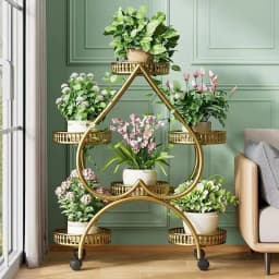 Metal Plant Stand Planter Shelf Floor-Standing Flower Pot Stand Living Room Movable Iron Multi-layer Flower Pot Display Rack