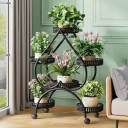 Metal Plant Stand Planter Shelf Floor-Standing Flower Pot Stand Living Room Movable Iron Multi-layer Flower Pot Display Rack