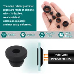 24Pcs Rubber Grommets ID 2-11mm Snap Firewall Hole Plug Anti-Scratch Hole Cover Plug for Electrical Box Cable Wiring Black