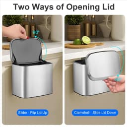 Hanging Stainless Steel Compost Bin 1.05 Gallon Wall Mounted Trash Can with Lid, Kitchen Cabinet Door Sink Garbage Can