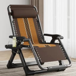 Nordic Folding Recliner Comfortable Tatami Armchair Portable Lounge Chair with Backrest Rattan Seating for Living Room