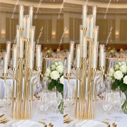 wedding table candlestick holder sliver Gold Metal CandleHolder Stand Table backdrop stick Centerpieces