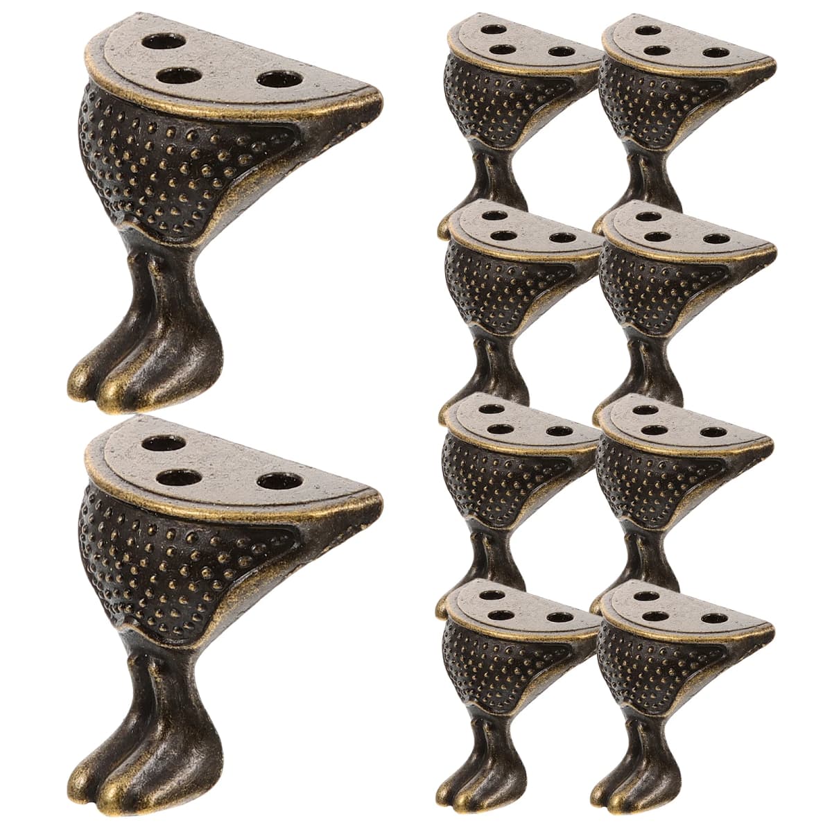 10 Pcs Zinc Alloy Furniture Feet Legs for Decorative Box Base Metal Table Chair Replacement Short Bronze Hardware