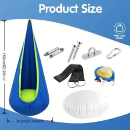Heavy Duty Hammock Chair, Portable Indoor/outdoor Swing with Inflatable Pillow and Pocket - Ideal Choice for Camping and Balcony