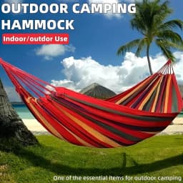 Canvas Hammock Thickened Outdoor Hammock Camping Swing Hammocks with Tree Ropes Anti Rollover Striped Hanging Chair Hammocks.