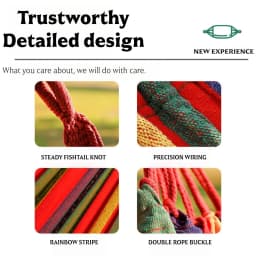 Canvas Hammock Thickened Outdoor Hammock Camping Swing Hammocks with Tree Ropes Anti Rollover Striped Hanging Chair Hammocks.