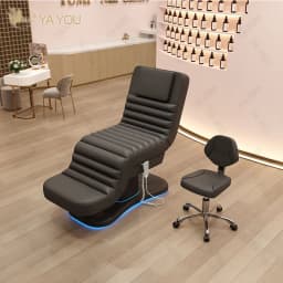 Electric Massage Bed With LED Light And PU Upholstery For Lash Facial Therapy Salon Spa And Beauty Clinic Use