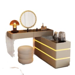 Nordic Solid Wood Dressers Bedroom Modern Dressing Table Drawer Integrated Home Small Apartment Makeup Table with LED Mirror