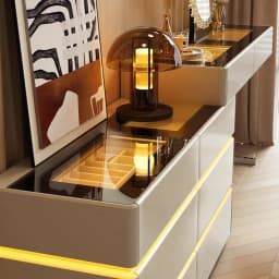 Nordic Solid Wood Dressers Bedroom Modern Dressing Table Drawer Integrated Home Small Apartment Makeup Table with LED Mirror