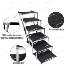 Suitable for 5/6 Steps Dog Ramp Pet Step Stairs with Nonslip Aluminum Fram Cat Dog Ladder for