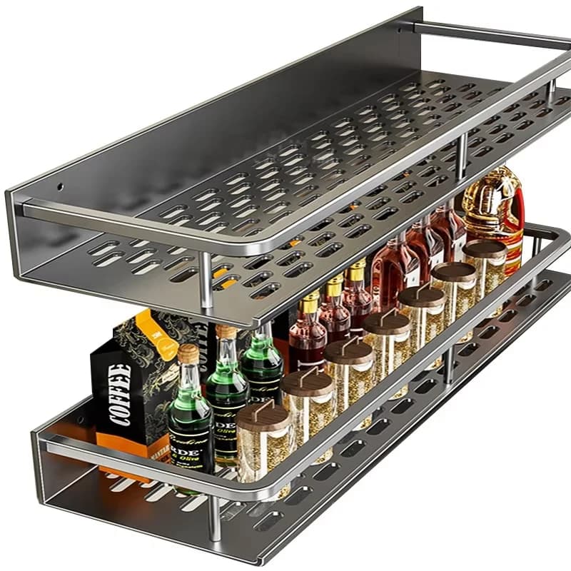 Kitchen Multifunctional Seasoning Storage Rack Wall Mounted Household Bathroom Wall Storage Rack