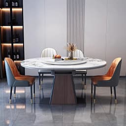 Luxury Modern Extendable Foldable Folding Marble Round Solid Wood Dining Table Chair Set 4 6 Seater Oval Room Furniture Designs