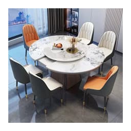 Luxury Modern Extendable Foldable Folding Marble Round Solid Wood Dining Table Chair Set 4 6 Seater Oval Room Furniture Designs