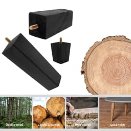 4pcs Wooden Sofa Legs 6/15/20cm Height Replacement Furniture Legs Black Square Furniture Feet for Sofa Couch Chair Bed Table Leg