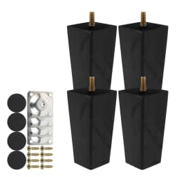 4pcs Wooden Sofa Legs 6/15/20cm Height Replacement Furniture Legs Black Square Furniture Feet for Sofa Couch Chair Bed Table Leg