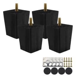 4pcs Wooden Sofa Legs 6/15/20cm Height Replacement Furniture Legs Black Square Furniture Feet for Sofa Couch Chair Bed Table Leg