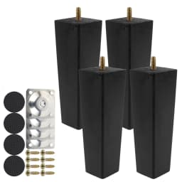 4pcs Wooden Sofa Legs 6/15/20cm Height Replacement Furniture Legs Black Square Furniture Feet for Sofa Couch Chair Bed Table Leg
