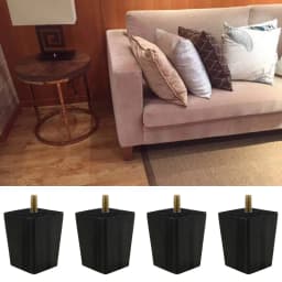 4pcs Wooden Sofa Legs 6/15/20cm Height Replacement Furniture Legs Black Square Furniture Feet for Sofa Couch Chair Bed Table Leg