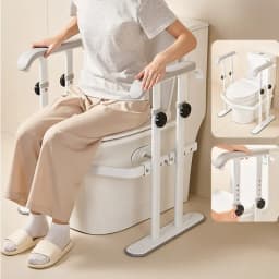 Elderly Dual Assist Handrail Anti-Slip Stable Frame No-Drill Adjustable Height Anti-Tip Safety Rail Durable Support