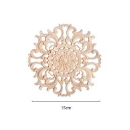 1pc Woodcarving Flower Decal Door Heart Decor Round Unpainted Hollow Branch Solid Wood Onlay European Style 12cm/15cm Disc