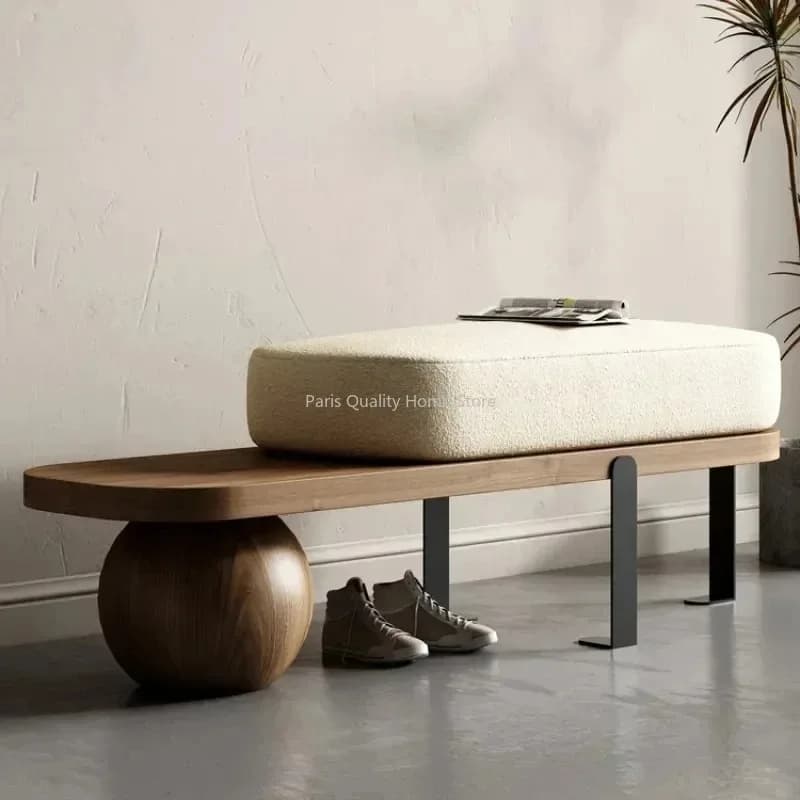 Creative U-shaped Footstool Solid Wood Bench Living Room Furniture Home Door Shoe Changing Stool Entrance Bedroom Bedside Stool