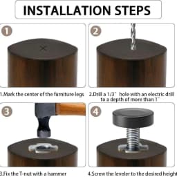 8PCS Gifts Adjustable Furniture Leveling Feet Furniture Levelers Hardware Tools Leg Levelers Table Feet Screw on Glide Leveler